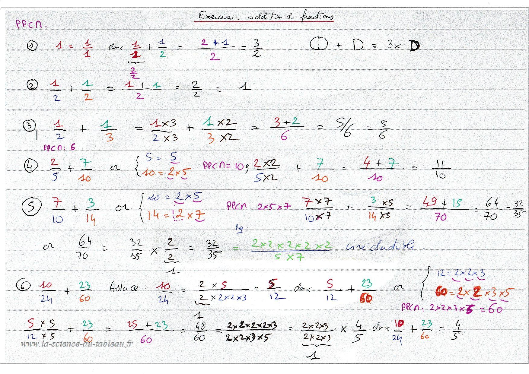 Exercices Addition De Fractions